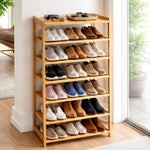 6-tier premium bamboo shoe rack multi-purpose wooden storage organizer Home Hatch Pakistan