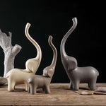 3-Pcs Exquisite Ceramic Elephant Family Statues Set