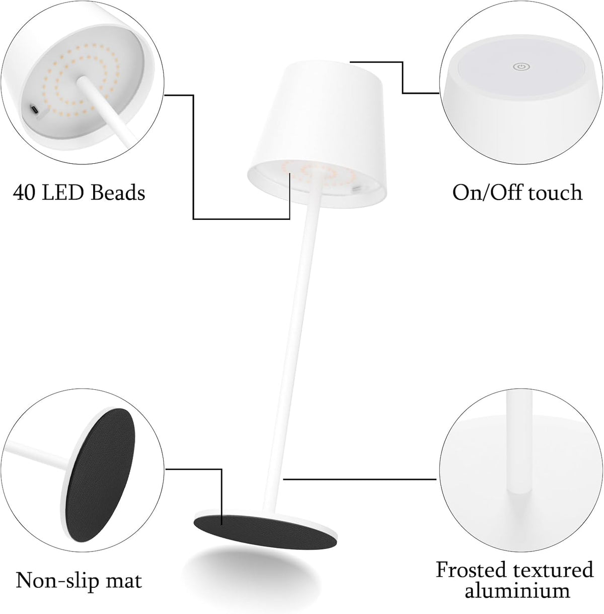Wireless Modern Table Touch Lamp – 3 Colour Changing Rechargeable LED Lamp – Home Hatch Pakistan