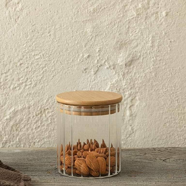 Lined Bamboo Lid Airtight Glass Storage Containers/Jars
