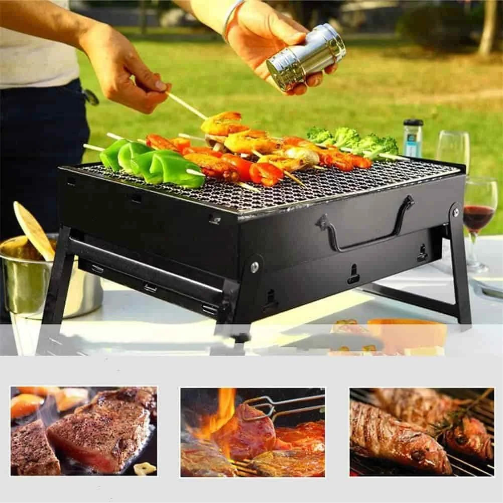 پورٹ ایبل اور ٹوٹنے والا BBQ گرل اور فائر پٹ مفت بیگ کے ساتھ