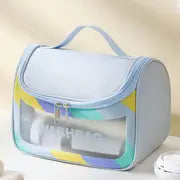 Squared Colored Transparent Makeup & Skincare Organizer Wash Bag