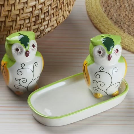 کھانے کی میز کے لیے ٹرے کے ساتھ فوڈ ڈیزائن نمک اور مرچ شیکرز | باورچی خانے کے لوازمات