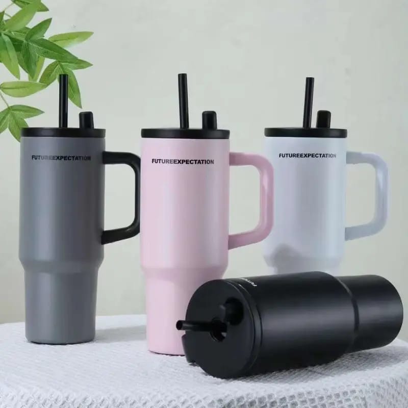 710ml Stainless Steel Insulated Travel Tumbler with Handle & Straw Lid |Hot & Cold Drink