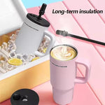 710ml Stainless Steel Insulated Travel Tumbler with Handle & Straw Lid |Hot & Cold Drink