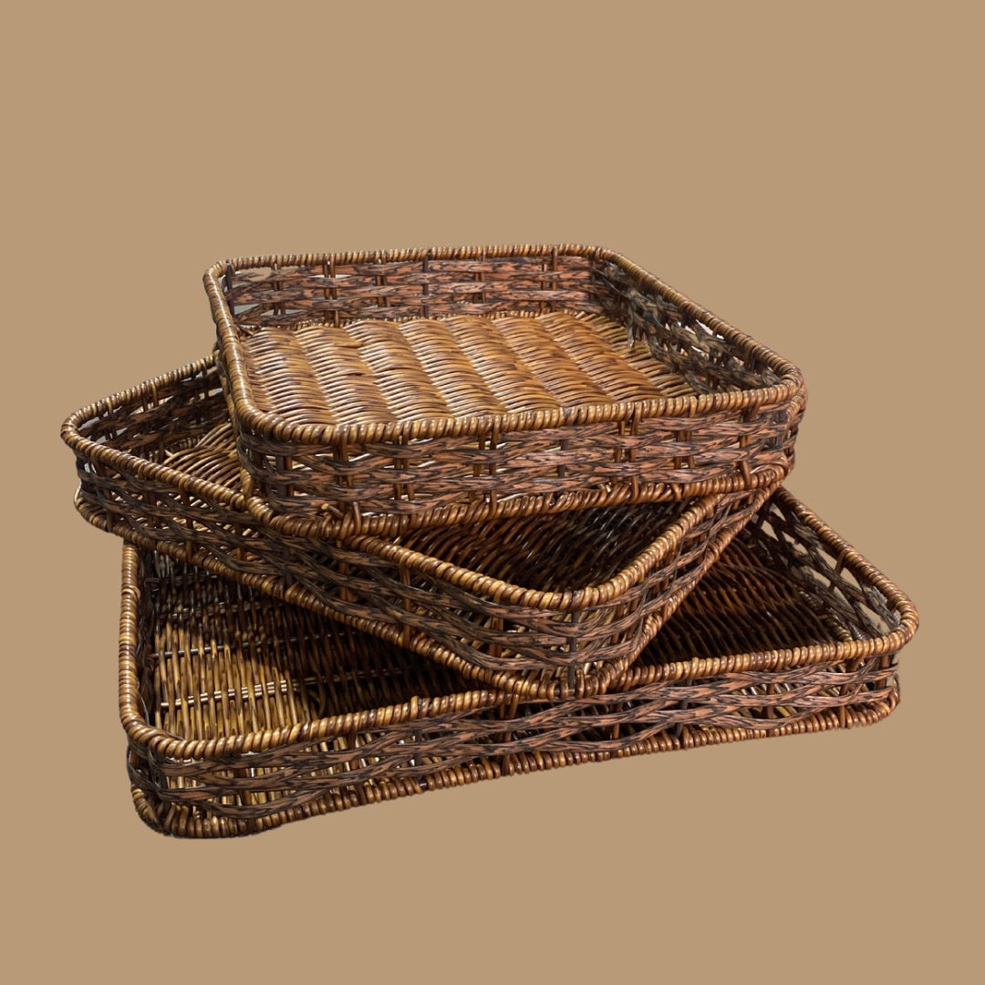 Wicker Nested Basket Set of 3 | Braided Trays