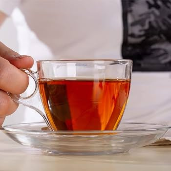 Delisoga Modern Transparent Plain Glass Tea Cup Set