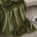 Olive Fleece Throw Blanket