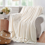 Beige Fleece Throw Blanket