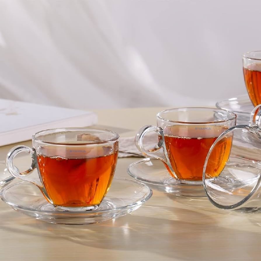 Hatch Tea Delisoga Modern Transparent Plain Glass Tea Cup Set