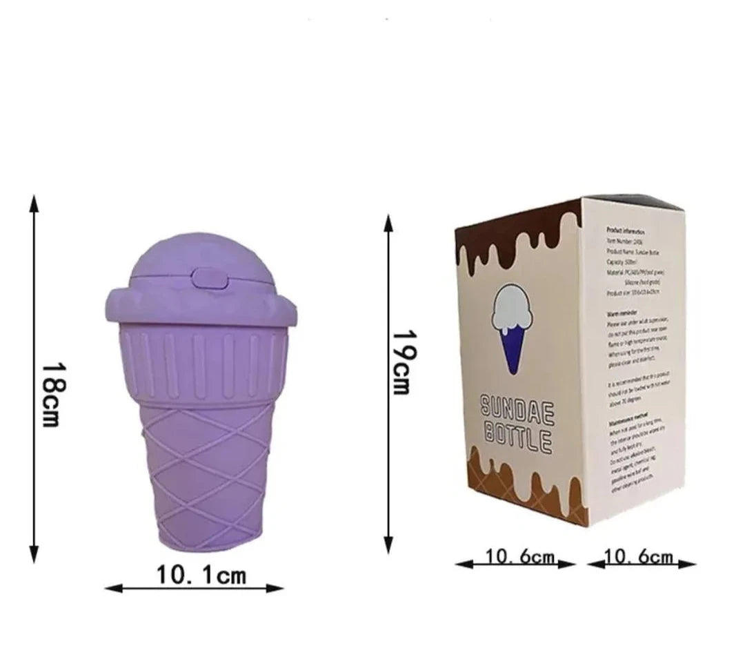 Cone Ice Cream Water Bottle Sipper 500ML