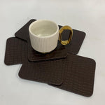 6-Pcs Crocodile Pattern Faux Leather Tea Coasters