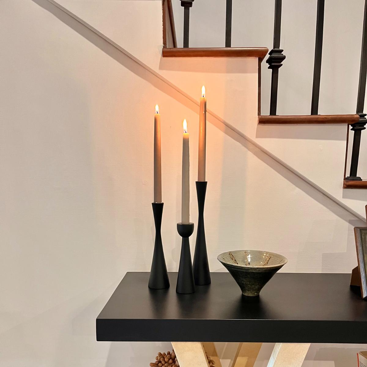 Black Taper Candle Stick Holders Set of 3