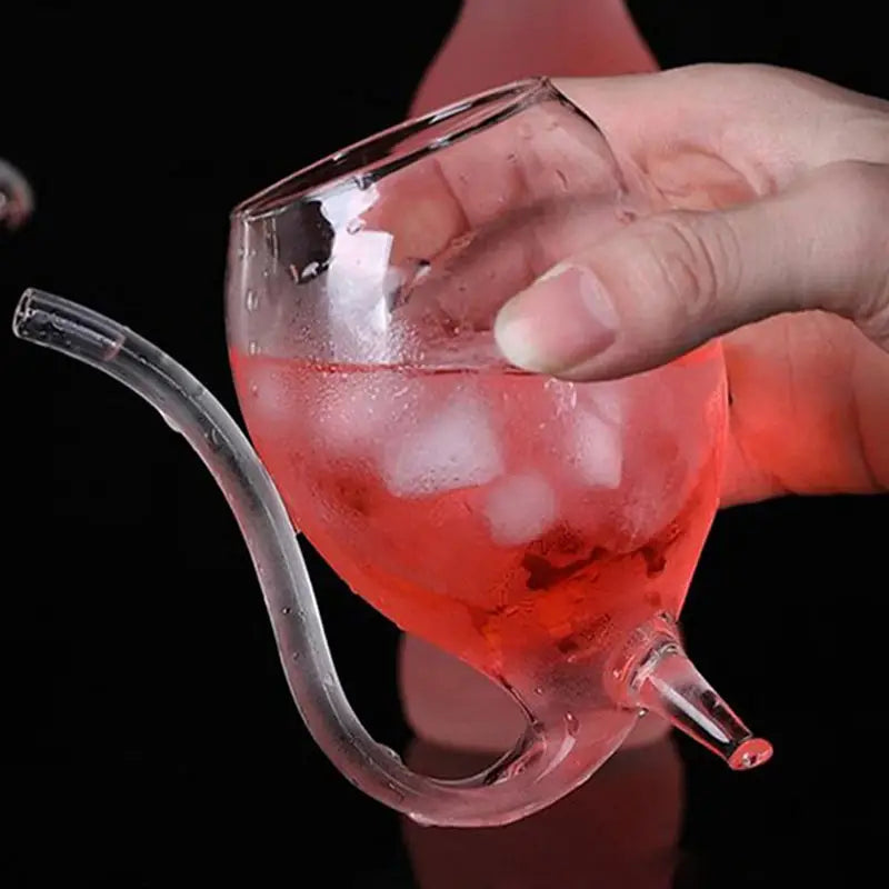 Artistic Curved Glass with Built-In Straw – Unique Cocktail & Mocktail Drinkware
