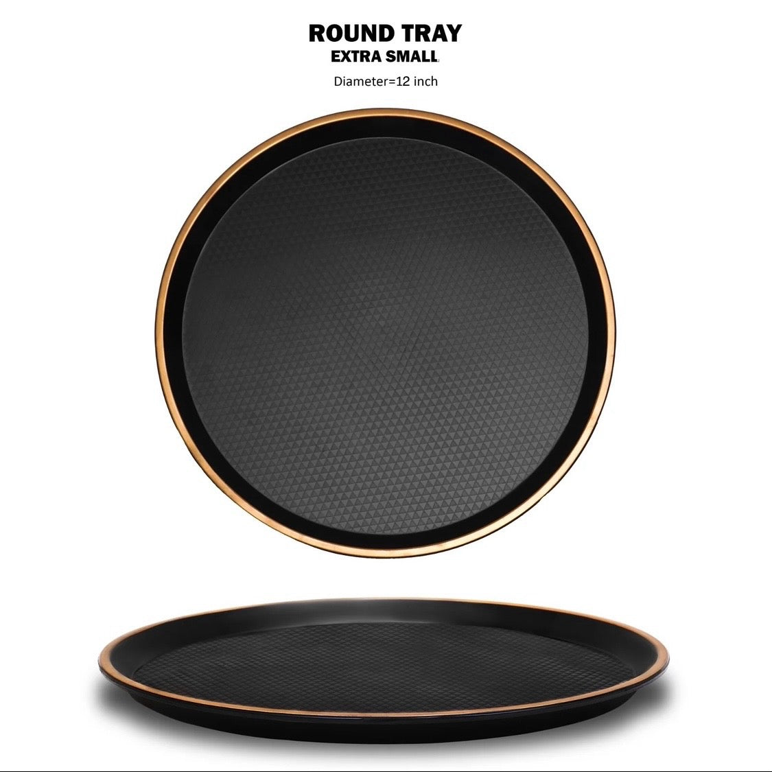 Black Plastic Round Tray | Décor/Serving Tray - Home Hatch