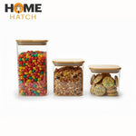 Rectangular Glass Storage Jar with Bamboo Lid