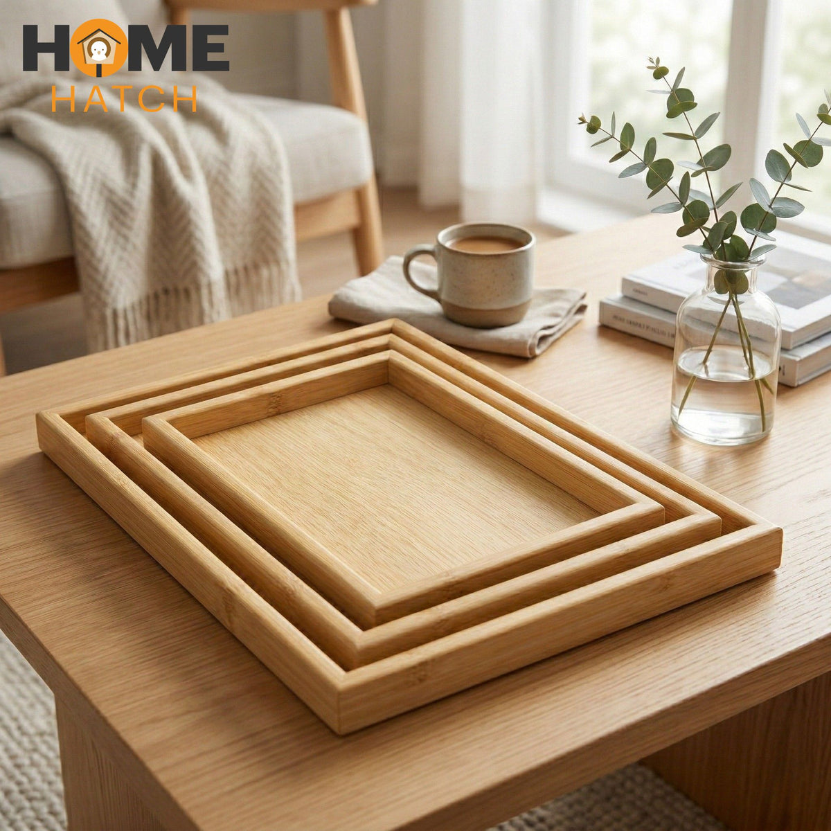 bamboo serving tray set of 3for kitchen and dining use in Pakistan
