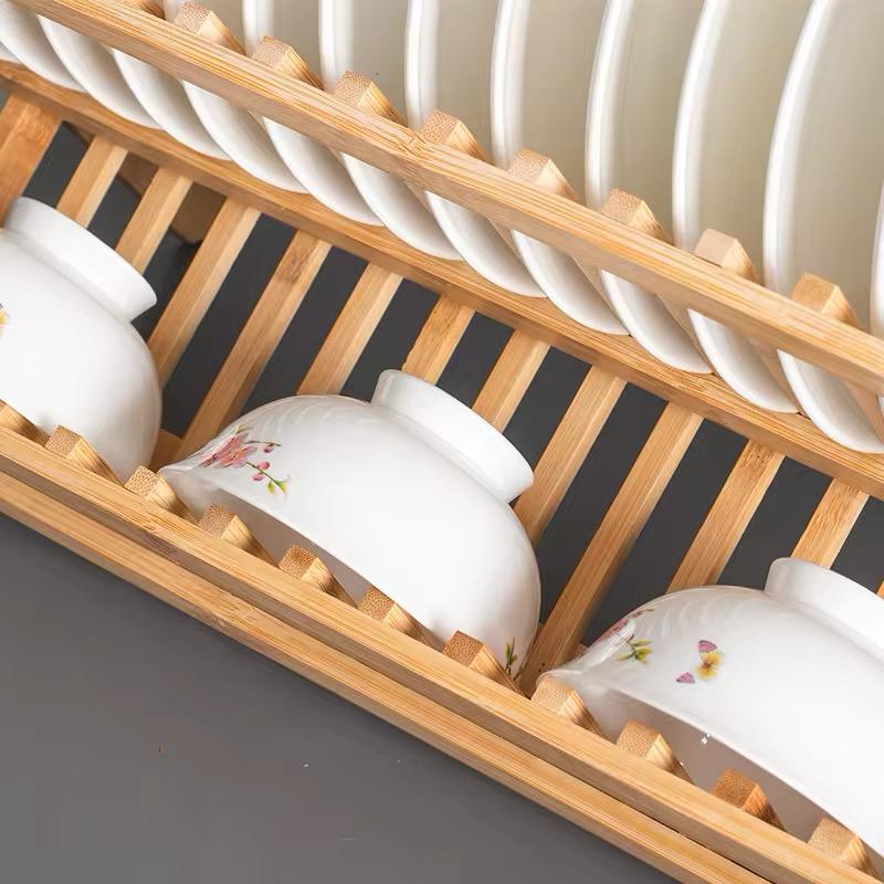 Bamboo Wood Foldable Dish Drying Rack Holder