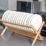 Bamboo Wood Foldable Dish Drying Rack Holder