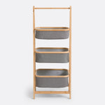 Bamboo 2-tier and 3-tier storage rack with fabric baskets for home organization by Home Hatch