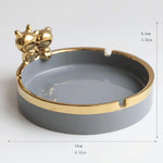 Dual-Headed Bear Nordic Round Porcelain Ashtray