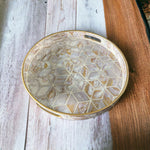 Beige Scales Printed Design Round Serving Tray | Décor Tray - Home Hatch