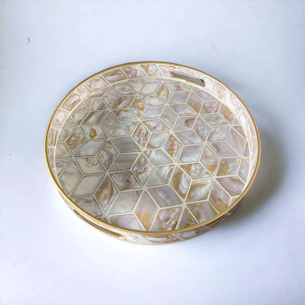 Beige Scales Printed Design Round Serving Tray | Décor Tray - Home Hatch