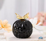 Round Gold Animal Lid Black Ceramic Candy Jar | Storage Jar | Center Piece