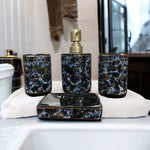 Black Grey Marble Pattern Square Shape Bath Set - 4pcs