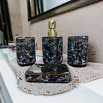 Black Grey Marble Pattern Square Shape Bath Set - 4pcs