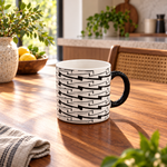 black and white geometric ceramic coffee mug, geometric coffee mug, printed ceramic coffee mug, black and white tea cup, ceramic coffee cups Pakistan, modern coffee mugs, monochrome ceramic mug, geometric pattern tea mug, 400ml ceramic coffee mug, black white coffee cup, minimalist coffee mug, aesthetic ceramic mug, printed tea and coffee cups, chai mug Pakistan, ceramic mugs online Pakistan, coffee mugs for office, coffee lover gift, stylish kitchen drinkware, buy geometric coffee mug Pakistan