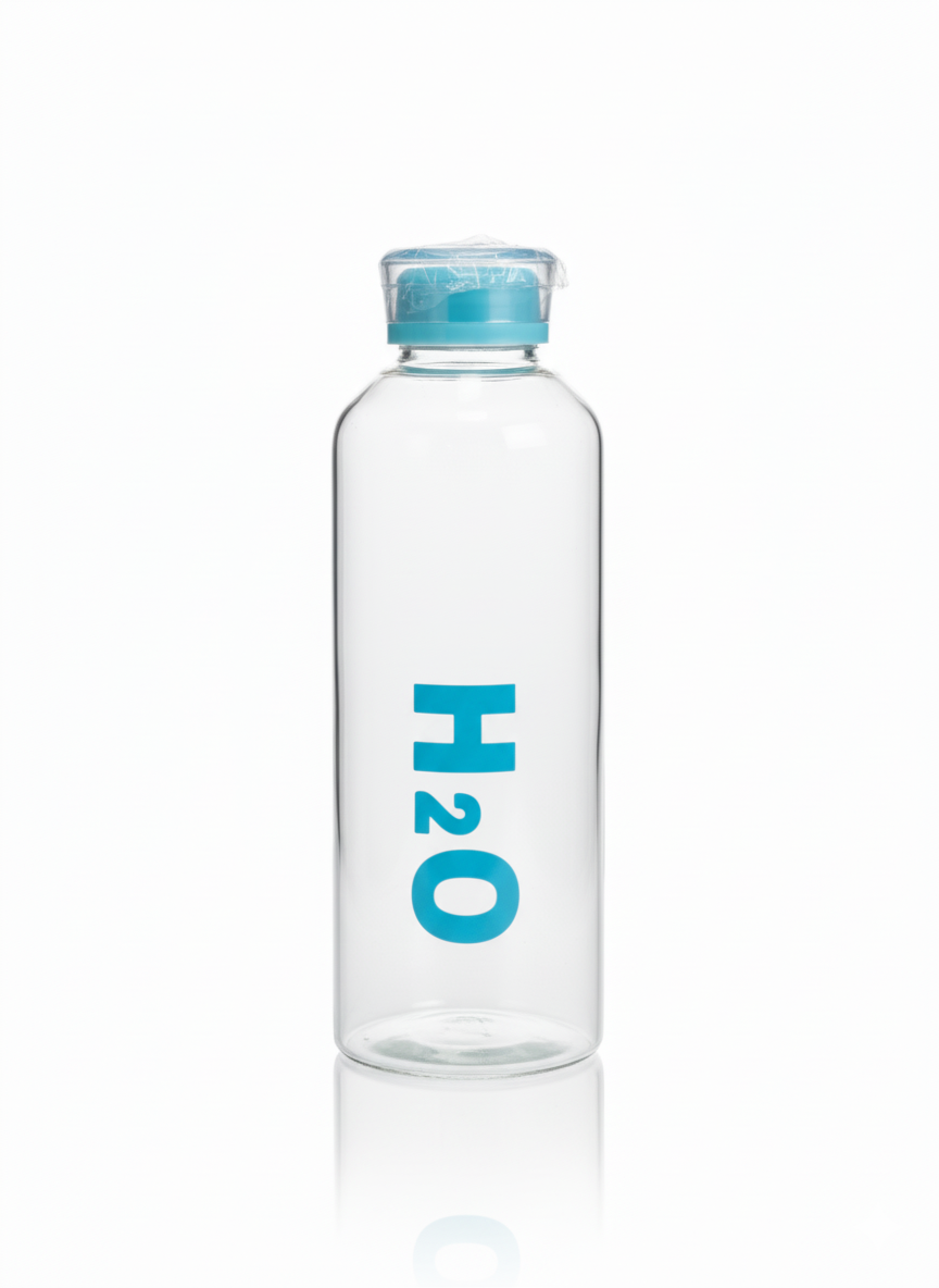 Blue Print Borosilicate Glass Water Bottle with Plastic Cap – H2O Style Leakproof
