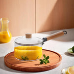 Borosilicate Glass Saucepan with Wooden Handle & Lid – Heat Resistant Cooking Pot