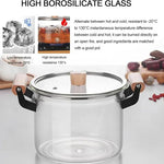 Borosilicate Glass Cooking Pot with Wooden Handles & Lid