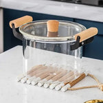Borosilicate Glass Cooking Pot with Wooden Handles & Lid
