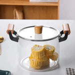 Borosilicate Glass Cooking Pot with Wooden Handles & Lid