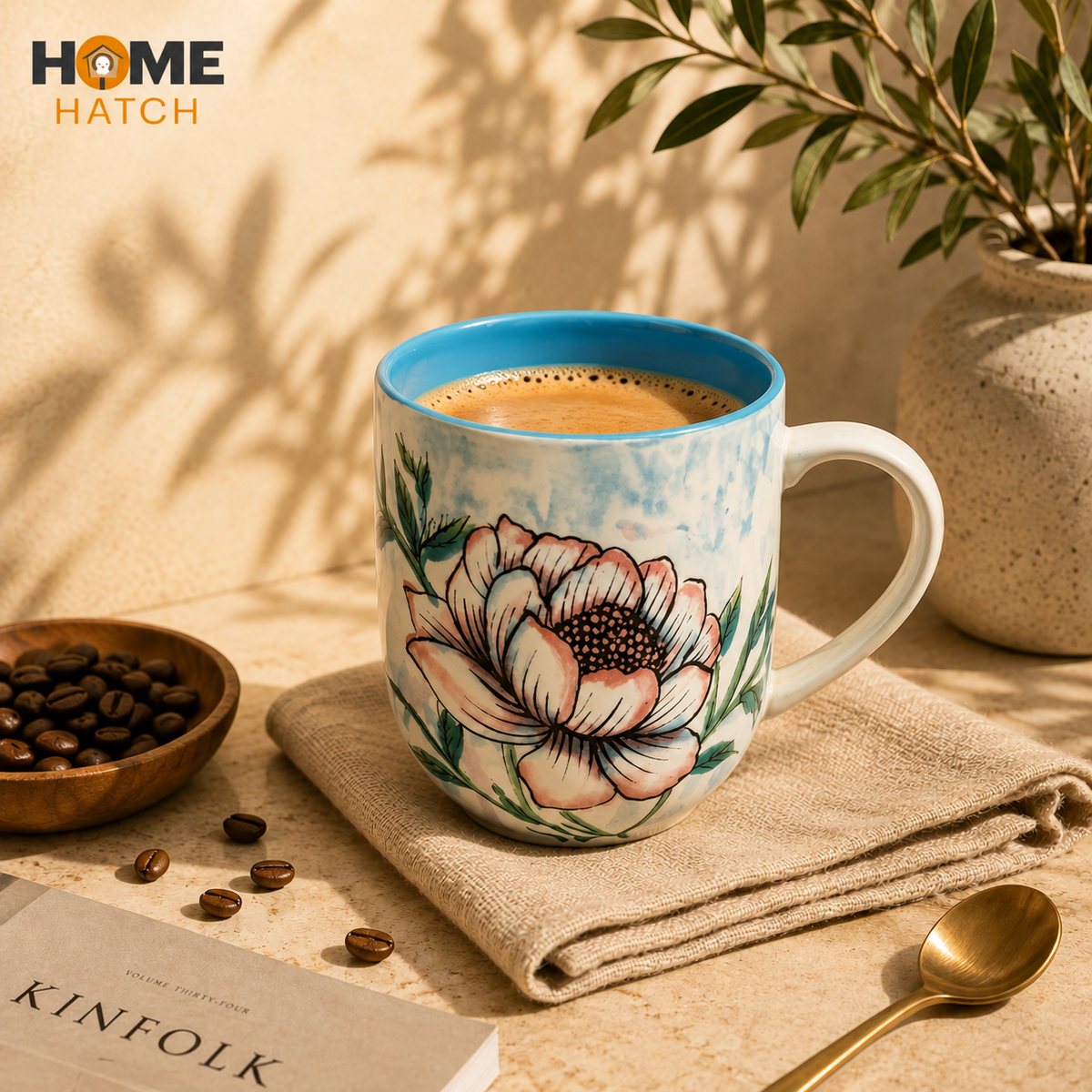 Brilliant 400ml ceramic coffee mug with floral design and large handle for tea, coffee, home and office use.Brilliant 400ml mugBrilliant ceramic coffee mug400ml ceramic mugfloral coffee mugceramic tea mugcoffee mug with large handlepremium coffee mugtea and coffee cupceramic mug Pakistancoffee mug for home and office 
