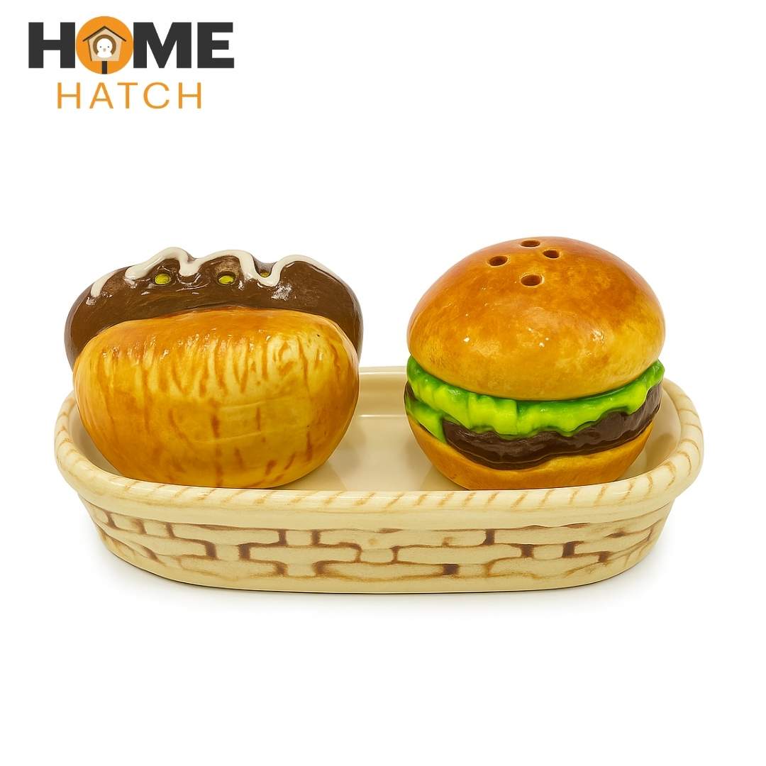 Burger & Hotdog Salt & Pepper Set Pakistan – Cute Ceramic Refillable Shakers for Kitchen & Dining Table Décor