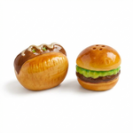 Burger & Hotdog Salt & Pepper Set Pakistan – Cute Ceramic Refillable Shakers for Kitchen & Dining Table Décor