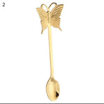 Butterfly Head Rainbow n Gold 4-Pcs Cutlery Set | Mini Fork & Spoon