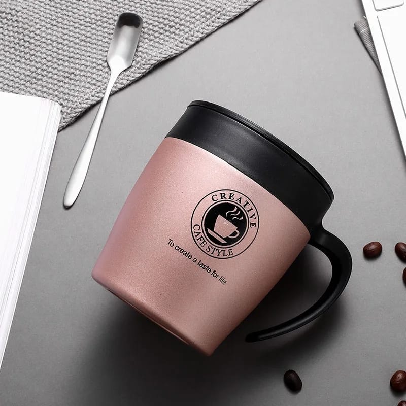 Café Style Stainless Steel Insulated Coffee Mug With Handle - Home Hatch