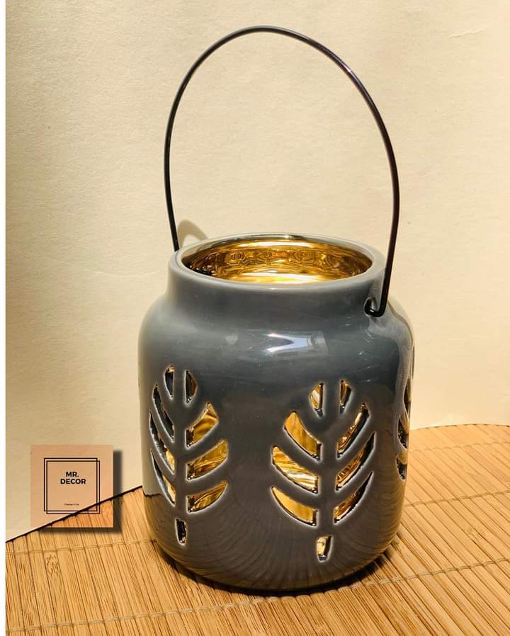 Leaf Ceramic Candle Lantern | Home Décor