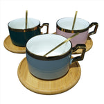 Ceramic Mug with Bamboo Saucer and Spoon-Homehatchpk