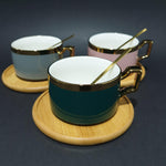 Ceramic Mug with Bamboo Saucer and Spoon-Homehatchpk