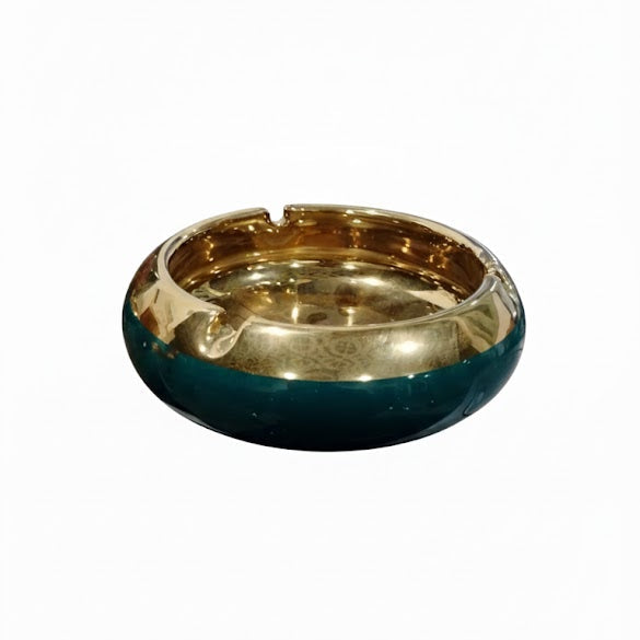 Ceramic luxury ashtray with golden inner coating – modern smokeless desktop ashtray
