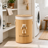 Premium Bamboo Laundry Basket with Bear Plush Toy, Lid & Rope Handles