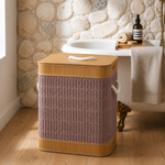 Velvet Laundry Basket with Bamboo Frame & Lid | Clothes Storage Hamper for Bedroom & Bathroom