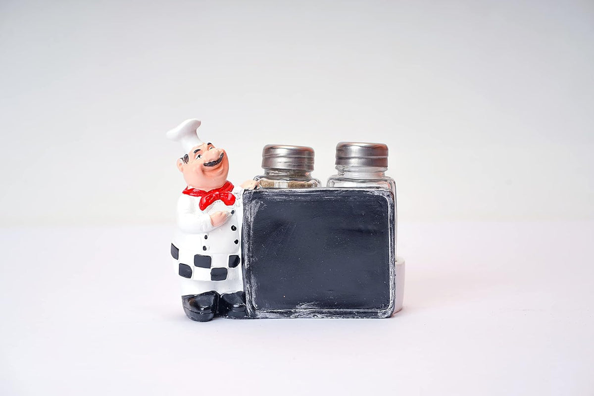 Salt and Pepper Shakers Set and Black Board with Chef Décor Display - Home Hatch