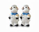 Chef Cow Ceramic Salt &amp; Pepper Shaker Set with Tray Pakistan – Cute Chef Cow Design Ceramic Shakers for Dining and Kitchen Décor