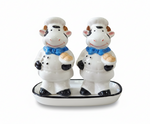 Chef Cow Ceramic Salt & Pepper Shaker Set with Tray Pakistan – Cute Chef Cow Design Ceramic Shakers for Dining and Kitchen Décor